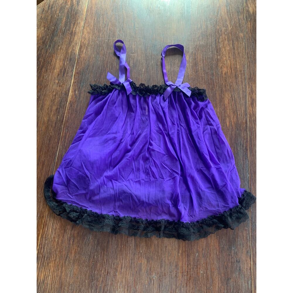 Victoria’s Secret Purple Satin and Lace Babydoll Slip Dress- Medium